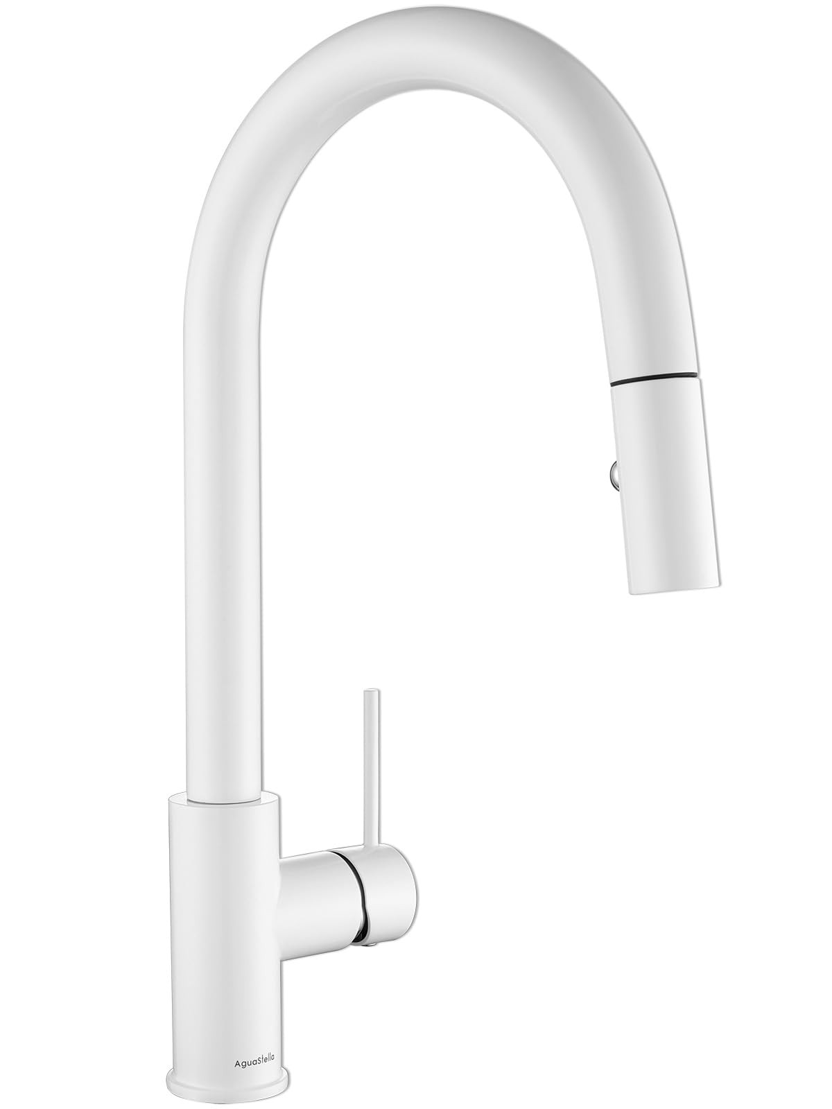 AS60W Shiny White Kitchen Sink Faucet with Pull Down Sprayer