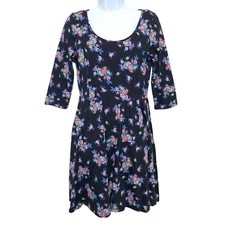LC Lauren Condrad 1/2 Sleeve Floral Fit & Flare Dress M Peasant Whimsigoth NWT