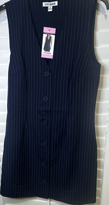 Steve Madden Women's Navy Pinstripe Suit Vest Small Sleeveless Polyester