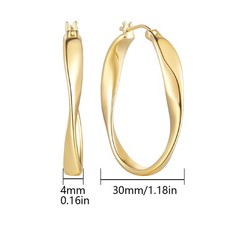 14k 2530mm Gold Hoop Earrings For Women Large Earring Thick Hoop Twisted Wave