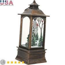 Christmas Snow Globe Lantern Lighted Decorative Lamp Portable Holiday Ornament