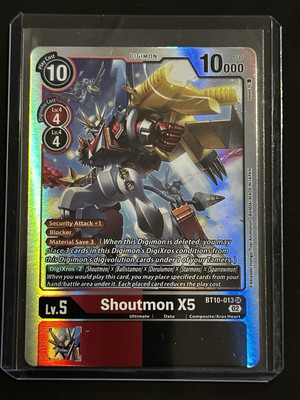 Shoutmon 'X5' BT10-013 SR Digimon CCG | Xros Encounter Near Mint