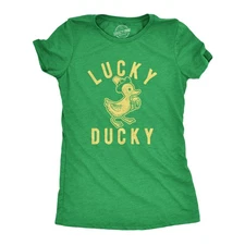 Womens Lucky Ducky T Shirt Funny Cute Vintage Novelty Bird Spring Tee for Ladies