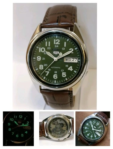 VINTAGE SEIKO 5 21J AUTOMATIC GREEN DIAL 7S26-02J0 JAPAN MEN'S WORKING CONDITION