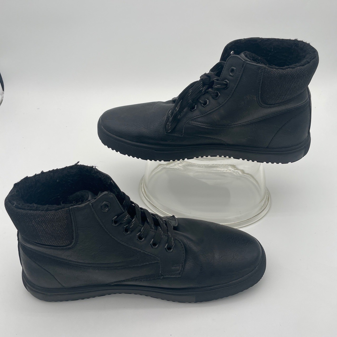 Nanny State Tony Black Ankle Boots Lace-up Faux Fur High-top UK 9 US 10 mens image 2