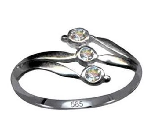 I RING I Design Jugendstil I Echt 585 Massiv Weißgold +3 Echte Diamanten I - Bild 4 von 4