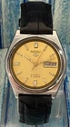 Vintage Casual Seiko5 Golden Dial 7019 with "D/D" Watch Automatic Leather Strap