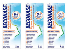X3 Beconase Hayfever Relief Nasal Spray -8 in 1 for Allergy 100 Sprays