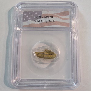 USA Gold Army Tank ICG MS70 Business Strike 1/1000 oz .999 Gold Cert#3325520195
