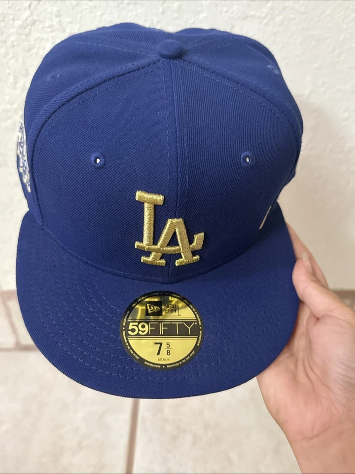 Sombrero ajustado Thank You Jackie Robinson azul y dorado 50th LA Dodgers 7 5/8 New Era Foto 2 de 4