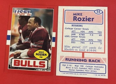 Mike Rozier Jacksonville Bulls Running Back 1985 U.S.F.L. Football Card #55 NM++