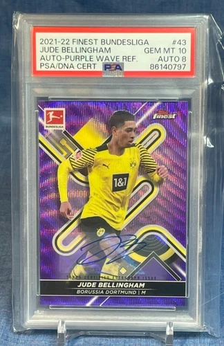 2021-22 Topps Finest Bundesliga #43 Jude Bellingham Purple Wave /80 Auto PSA 10