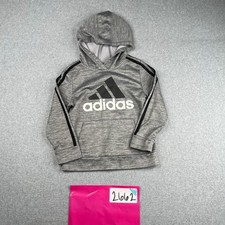 Adidas Hoodie Sweatshirt Youth Size 6 Gray Heather Logo Graphic Print