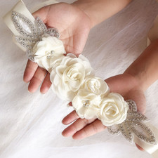UK STOCK Women Bridal Rhinestone Flower Sash Belt Wedding Dress Waist belt Decor