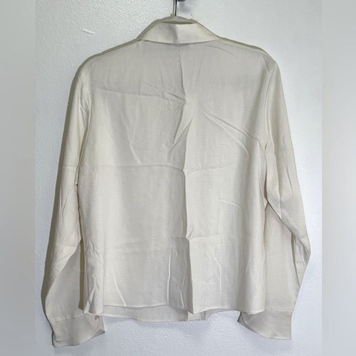 Vintage Anna and Frank - 100% Silk Beige Cropped Button Shirt Large - size L - Picture 3 of 5