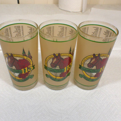 Vintage 1987 Kentucky Derby 113 Souvenir glass lot of three CA007