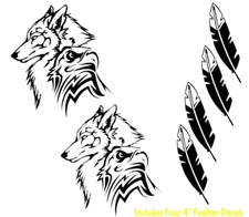 Tribal Eagle Wolf Native American Two Black Vinyl Decal Car Laptop Tablet Window