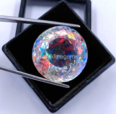 Lab Grown Bi-Color Mystic Topaz 64Ct Certified Round Cut 21x21 MM Gemstone 4JKH
