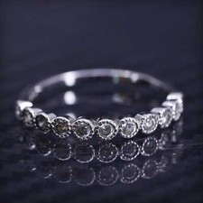 Size 7, vintage sterling silver 925 stackable band ring with cluster cz