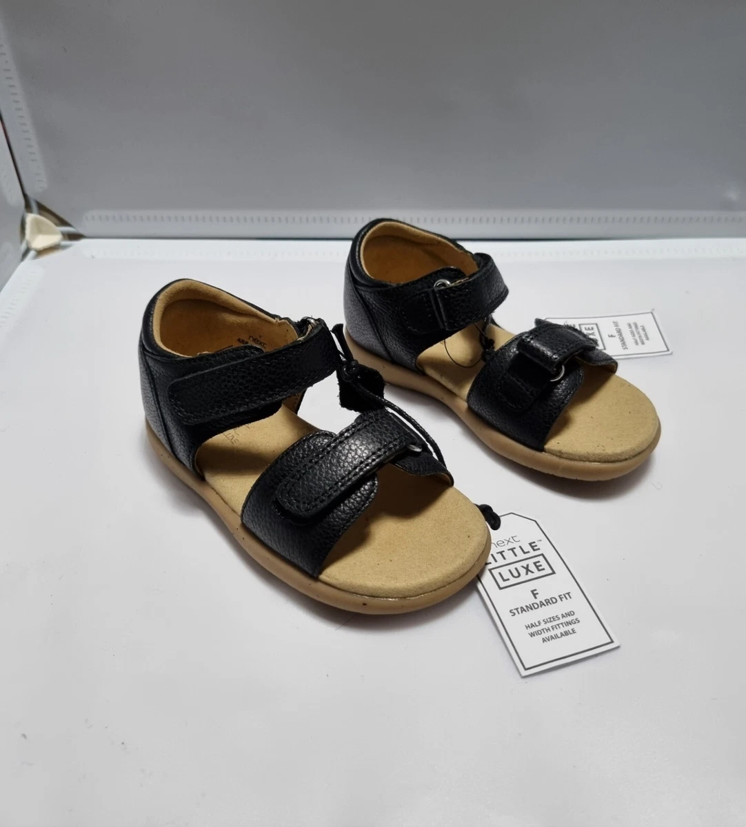 Next Younger Boys Black Real Leather Sandals Size UK 7 EU 24 RRP