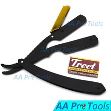 FREE BLADES CLASSIC STAINLESS STEEL STRAIGHT EDGE BARBER RAZOR SALON BTS-183