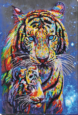 Bead Embroidery Kit "Colored tigers" size 11.8"x18.1" / 30.0x46.0 cm