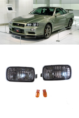 NEW~JDM GTR Smoked Bumper Turn Signal Indicator Lights for Nissan