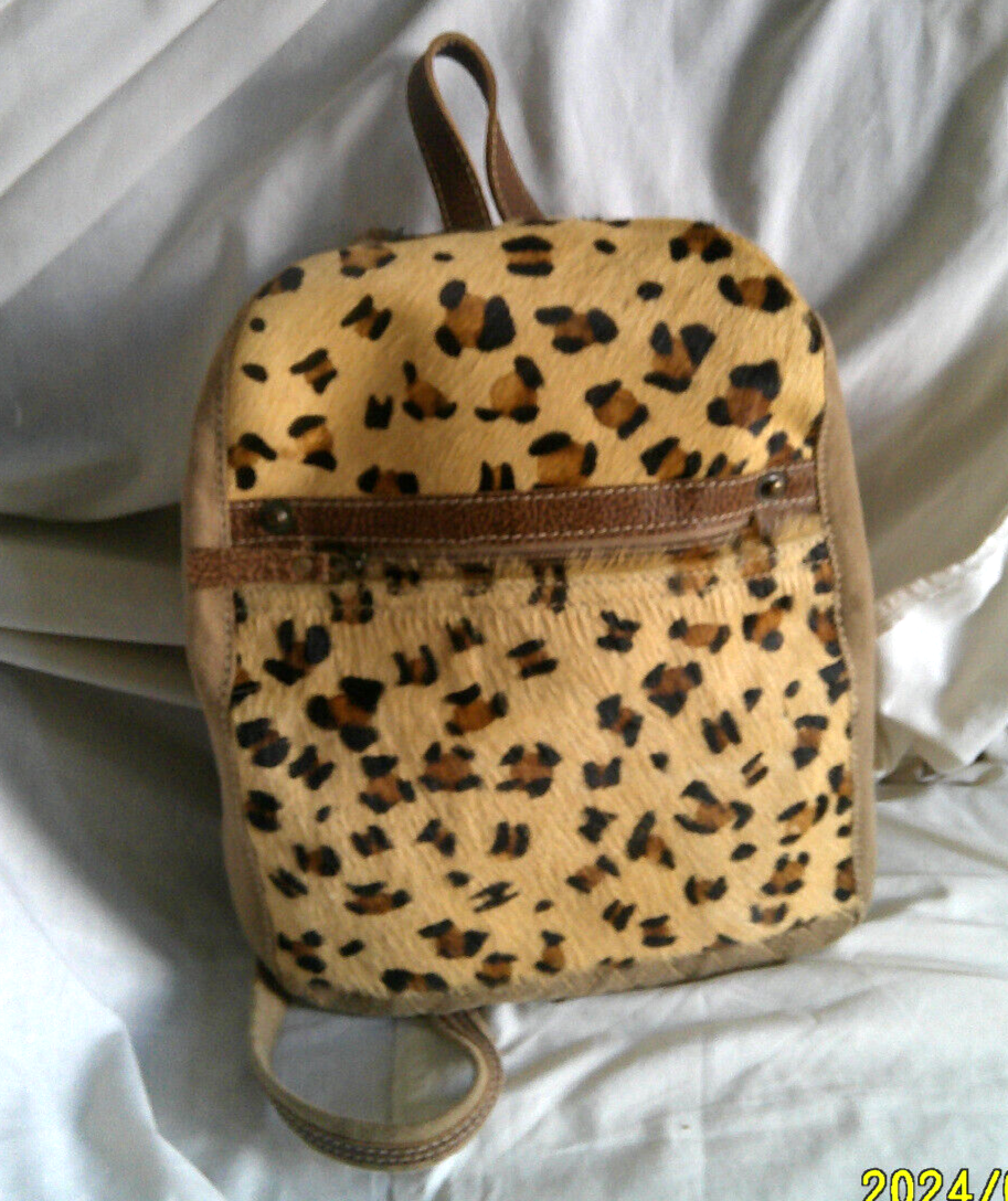 Medium sized Myra back pack Amazon.com | Myra Bag Classy Leather & Upcycled Canvas  main image 2