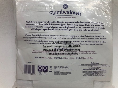 Slumberdown Sleepy Nights Single Electric Blanket 65cm x 135cm 3 Heat Settings - Picture 4 of 4
