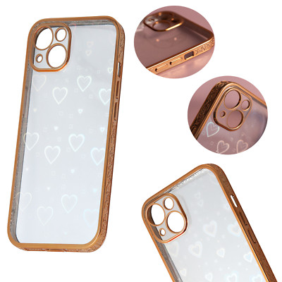 FÜR APPLE IPHONE 13 PRO - BLINK 2 TEILEN Muster Herz Case Etui Tasche Hülle GOLD