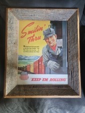 Vintage Print Of 1940 UNION PACIFIC War Poster Vintage Barnboard Frame 24X20X3