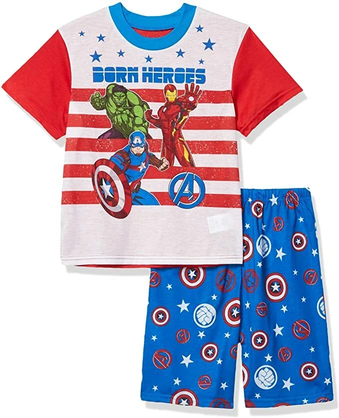 Avengers  Boy's 3 Piece Pajama Set NWT Size  4 or   8   Sleep Shirt Shorts Tank  - Image 2 of 2
