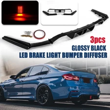 Gloss Black Rear Bumper Diffuser Lip W/Light For BMW M3/F80 F82 M4 2015-2020
