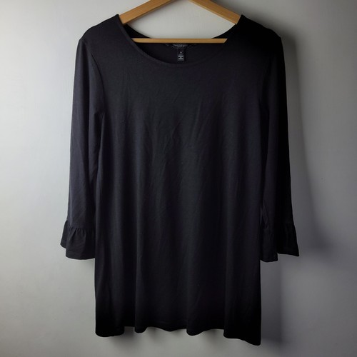 Long Tall Sally Women Size S Black Stretch Top Long Sleeve Basic Casual Smart