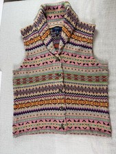 Vintage Chaps Colorful Knit Vest Women Size Large Patterned Sleeveless