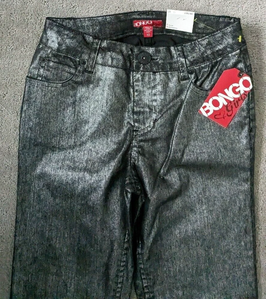 Pantalones de mezclilla ajustados negros brillantes Bongo talla 10 para niñas usados con etiquetas Foto 3 de 3