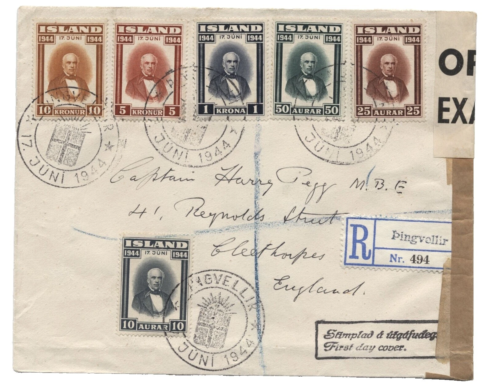 Used First Day Cover Icelandic Stamps