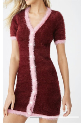 burgundy sweater dress forever 21 Off-the-Shoulder Mini Sweater Dress in Egret-swatch main image 0