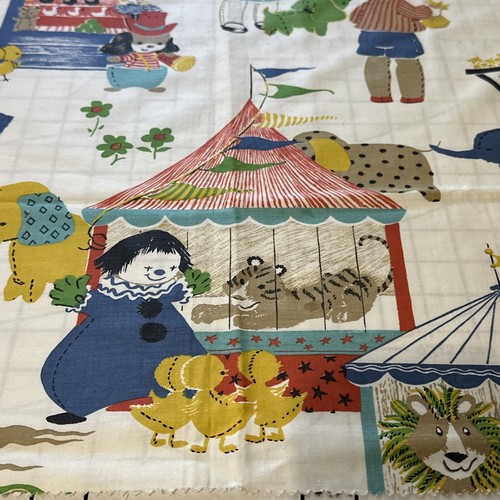 MCM Toy Circus Fabric Colorful Illustrations on Cream Polished Cotton Big Eyes - Picture 10 of 17