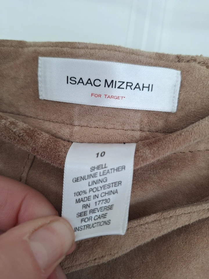ISAAC MIZRAHI Bronceado Mujer Talla 10 Falda Cuero Línea A, Midi Foto 2 de 4
