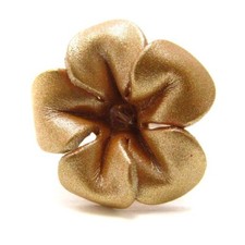 Handcrafted Jasmine Gold Leather Floral Adjustable Ring