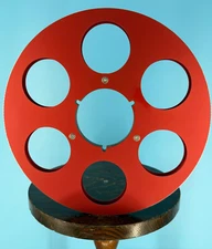 Burlington Recording 1/4"x 10.5"Vintage Type RED NAB Metal Reel-Round Windows