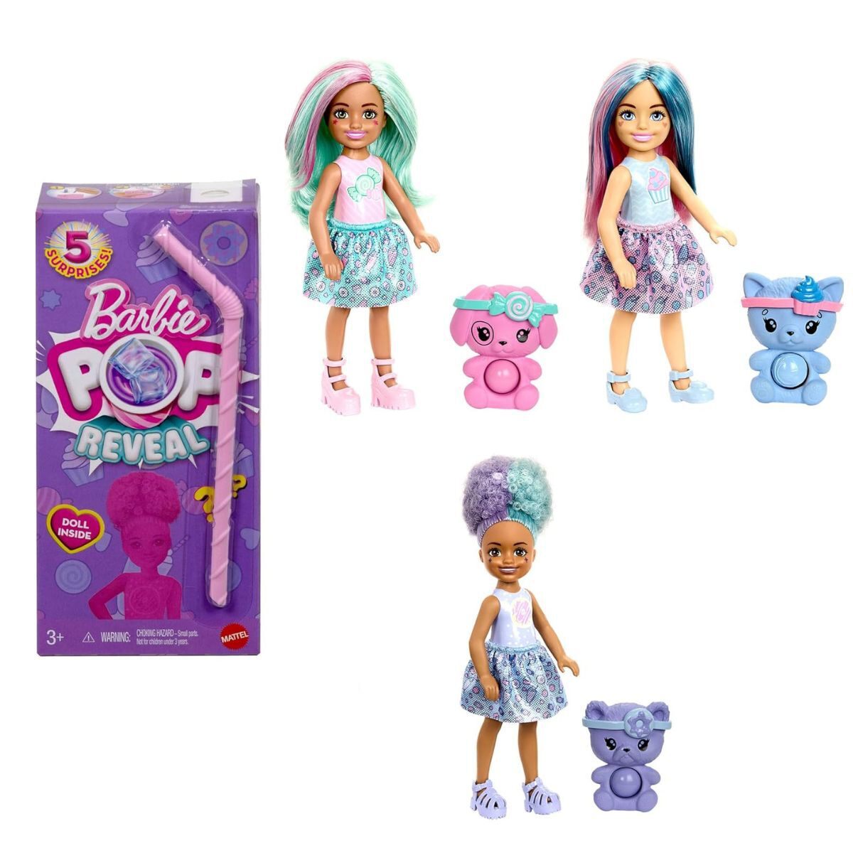 Barbie Chelsea Pop Reveal Scented Sweet Treats with Surprises, Mystery  Doll