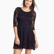 NEW! Black lace skater short dress