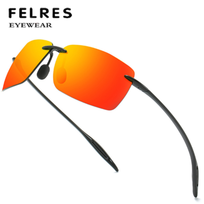 TR90 Frame Square Rimless Polarized Sunglasses Men  display picture 2