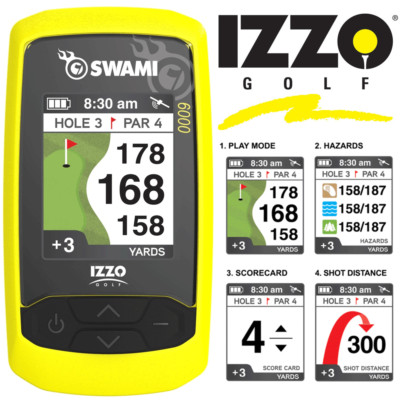 IZZO SWAMI 6000 OHNE GEBÜHREN GOLF GPS GELB +VORINSTALLIERT 38.000+ GOLFPLÄTZE