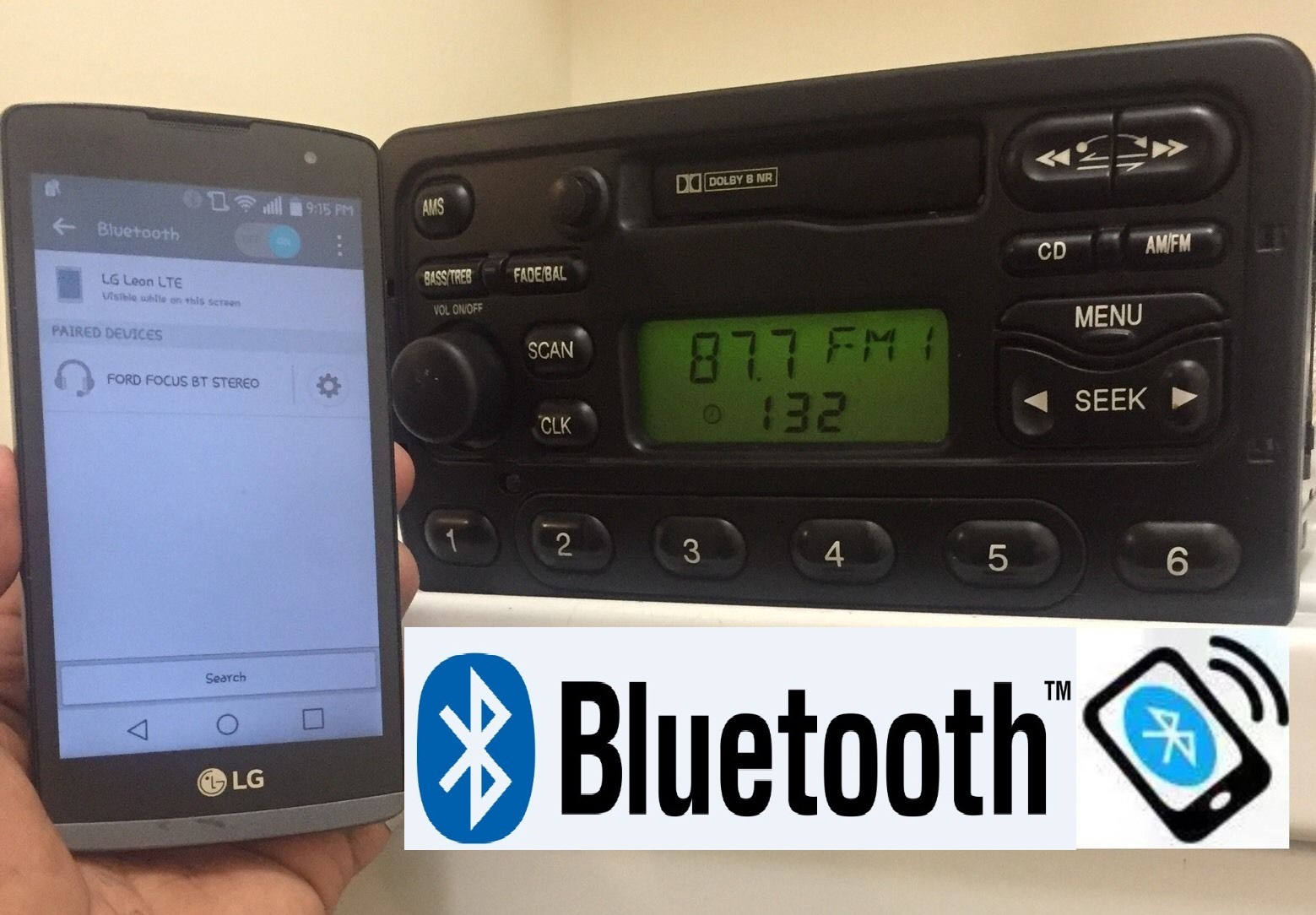 0002 FORD FOCUS OEM AM FM RADIO TAPE DECK BLUETOOTH STEREO 1S4F18C838