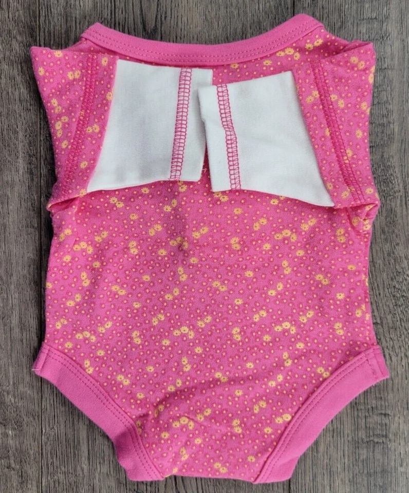Baby Girl Baby Connection Preemie Pink Yellow Flower Bodysuit - Image 2 of 2