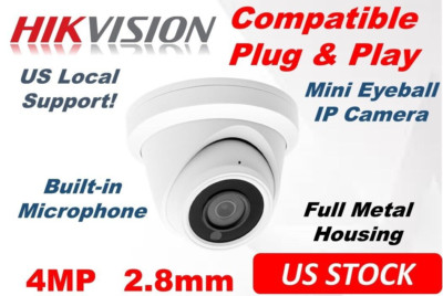 Hikvision Compatible 4MP IP Camera Turret Indoor/Outdoor Network POE 2.8mm w/Mic