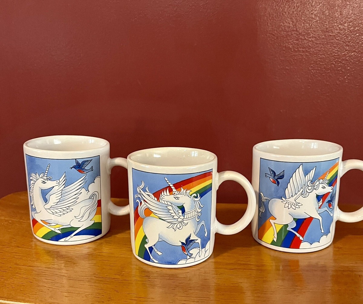 Vintage Set 3 Unicorn Pegasus Rainbow 80s Coffee Tea Drink Mug Mugs Pride  CUTE | eBay